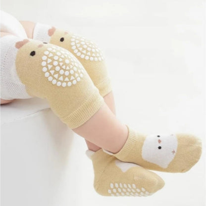 Toosly joelheira e meias de chão para bebê, almofada antiderrapante para bebês, crianças pequenas, protetor de meias, joelheira de segurança, meninas e meninos, 2 peças