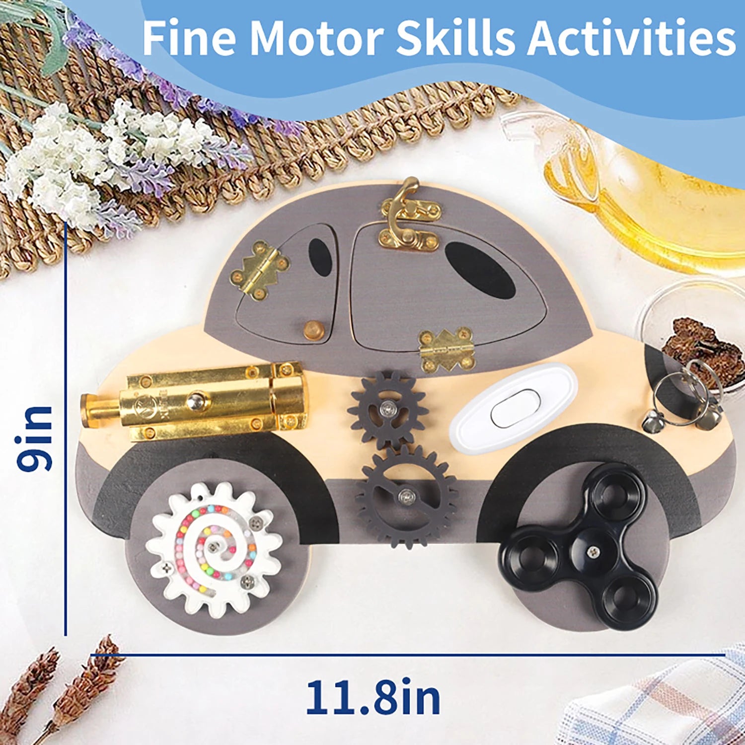 Brinquedo montessori, volante de madeira, placa ocupada, brinquedos sensoriais de madeira para crianças, viagens pré-escolares, atividades de aprendizagem