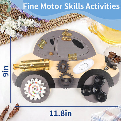 Brinquedo montessori, volante de madeira, placa ocupada, brinquedos sensoriais de madeira para crianças, viagens pré-escolares, atividades de aprendizagem