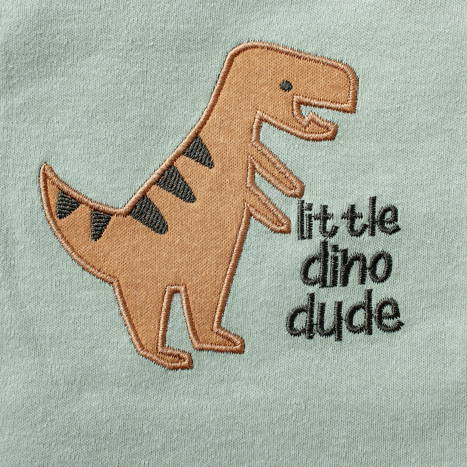 Toosly body de bebê de verão, 3 peças, conjunto de três peças com padrão de dinossauro de desenho animado e padrão de listra, design de botão para meninos de 0 a 9 meses