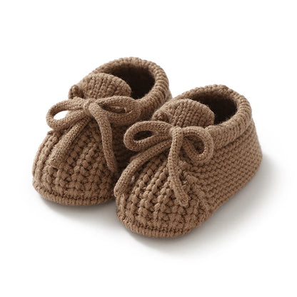 Toosly sapatos infantis de malha para bebês, calçados para meninos e meninas, botas rasas sólidas e rasas, acessórios de roupas feitos à mão para crianças de 0 a 18 meses