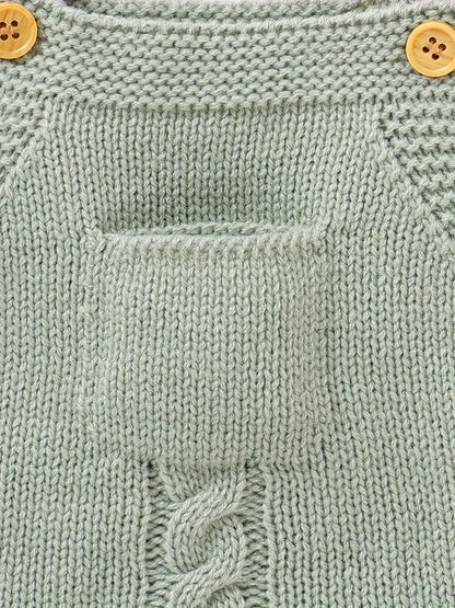 Macacão de tricô de cor sólida para bebê, para meninos bebês e crianças pequenas, para outono e inverno