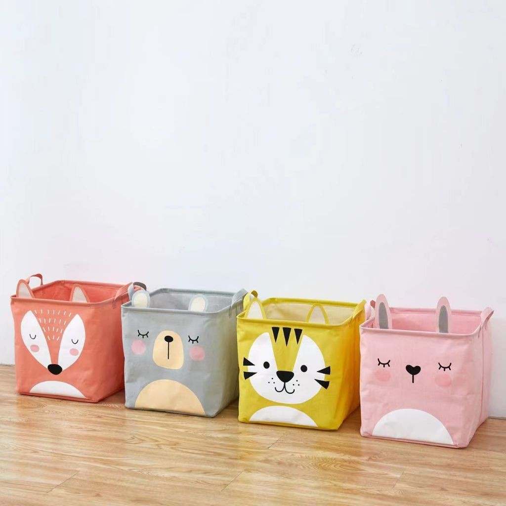 Cesto Quardrado Dobrável Infantil Com Alça Organizador Multiuso Animal Para Calças Roupas Brinquedo