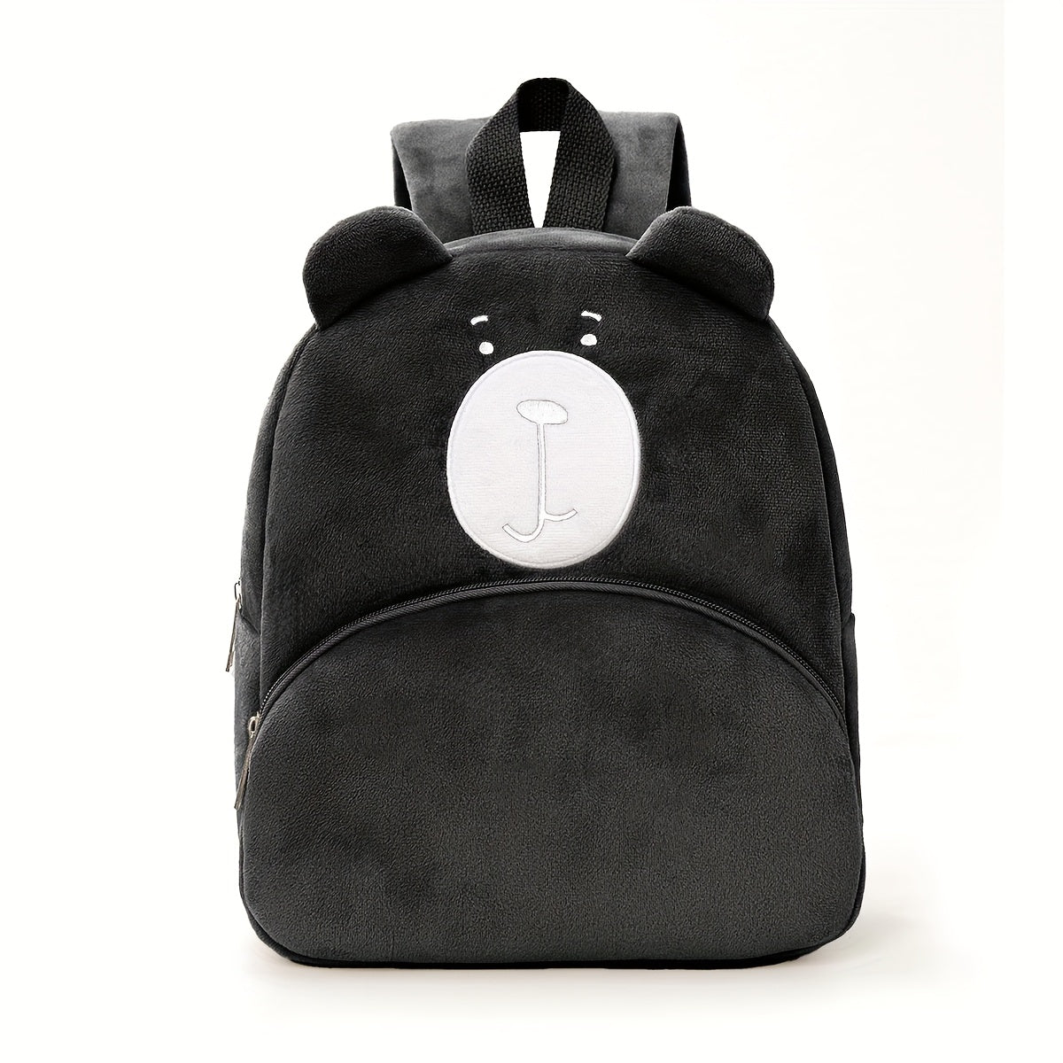 Mochila Fashion Bordada com Cara de Urso de Peluche | Macia, Fecho de Zíper, Alça Ajustável, Bolso Utilitário, Ideal para Uso Diário, Viagens e Presentes