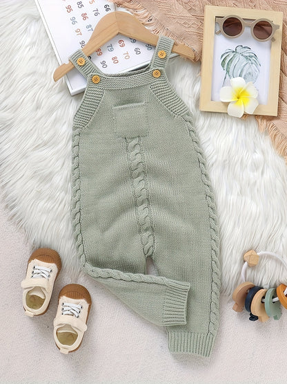 Macacão de tricô de cor sólida para bebê, para meninos bebês e crianças pequenas, para outono e inverno