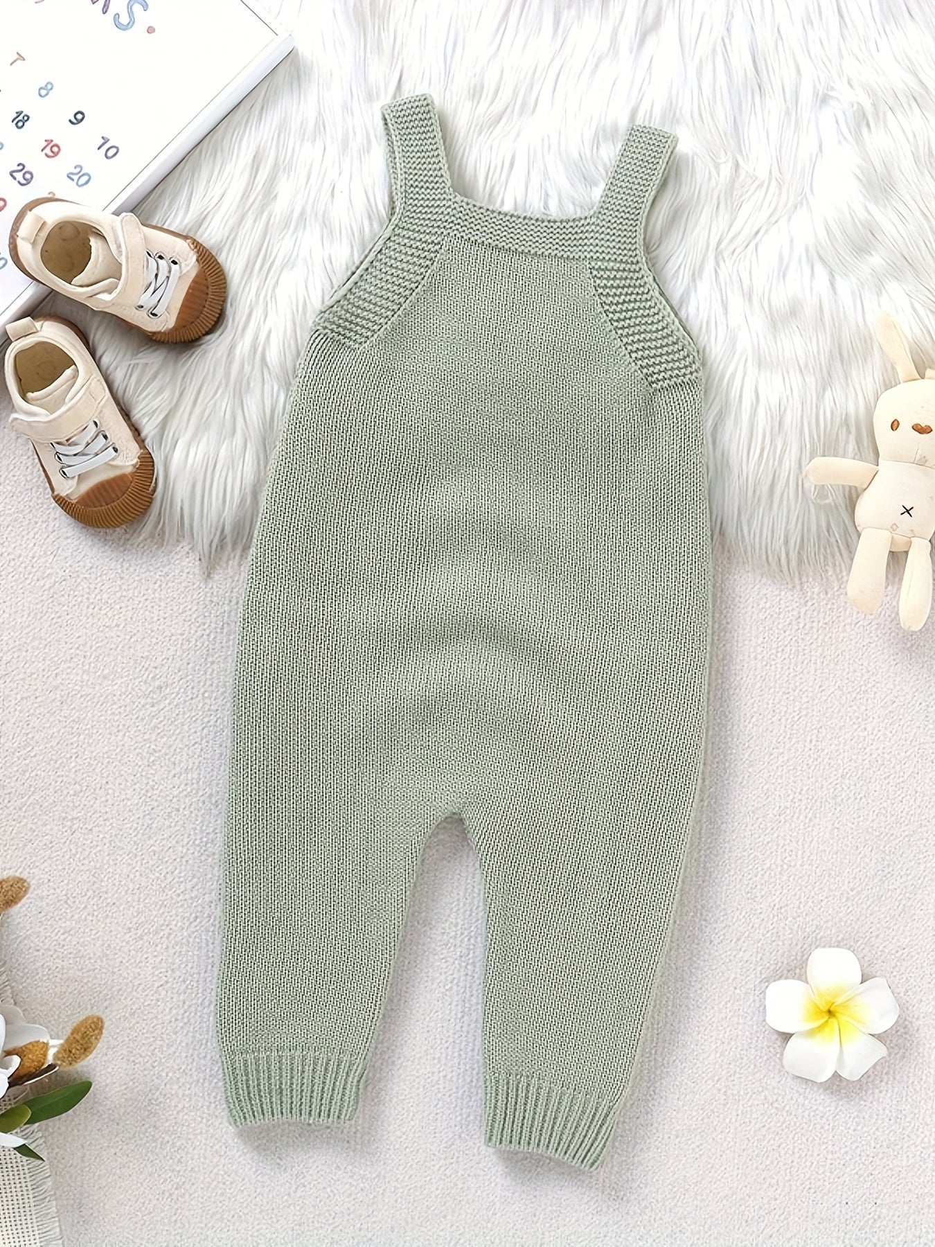 Macacão de tricô de cor sólida para bebê, para meninos bebês e crianças pequenas, para outono e inverno