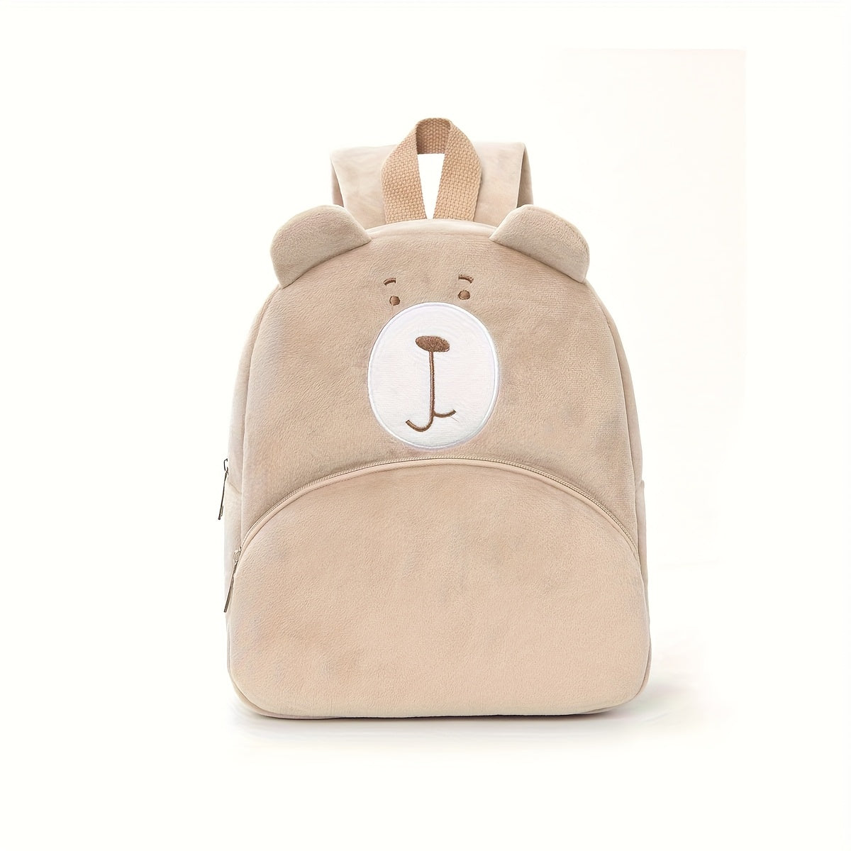 Mochila Fashion Bordada com Cara de Urso de Peluche | Macia, Fecho de Zíper, Alça Ajustável, Bolso Utilitário, Ideal para Uso Diário, Viagens e Presentes