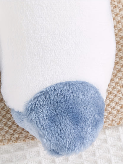 Macacão de Inverno Quente com Capuz para Meninos com Bordado de Urso de Desenho Animado - Macacão de Manga Comprida Espesso, Frente com Botões, Tecido de Pelúcia Macio, Perfeito para Brincadeiras ao Ar Livre de Outono/Inverno, Roupa de Bebé Menino, Roupa de Bebé Aconchegante, Roupa de Bebé Divertida, Botões de Pressão Duráveis