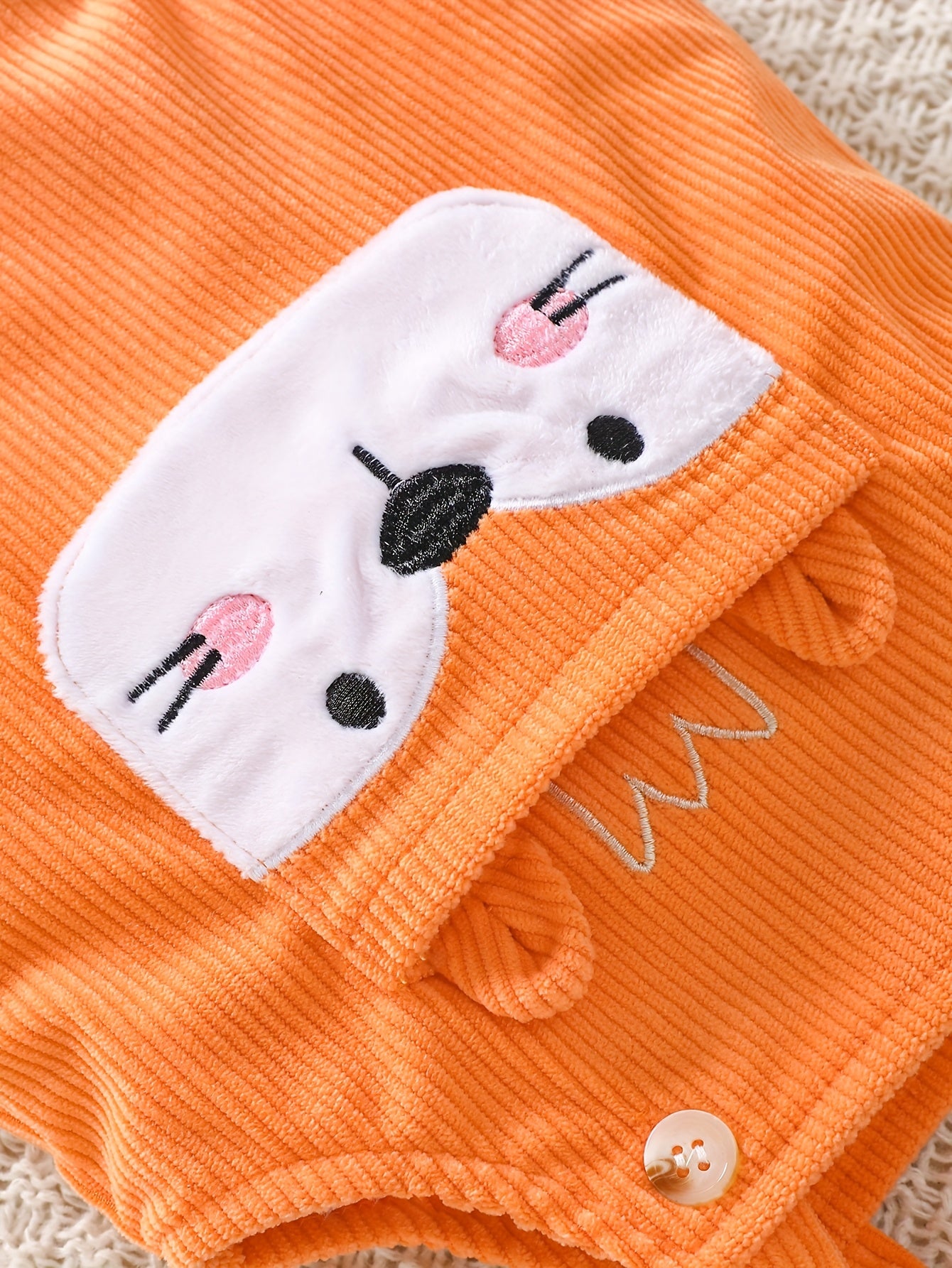 Macacão de Cordão com Alças Tridimensional de Raposa, um Versátil e Adorável Onesie para Bebés Adequado para Todas as Estações, para Exterior