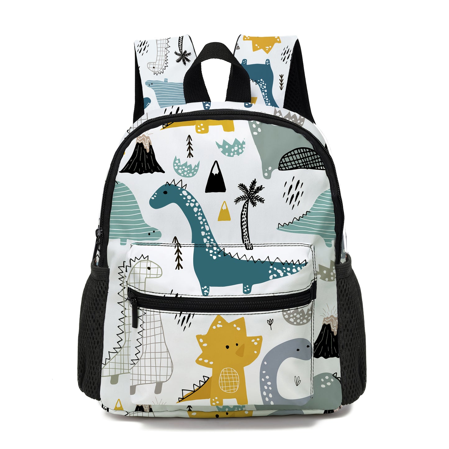Mochila de dinossauro - Bolsa de poliéster colorida com alças ajustáveis, estampado divertido de dinossauro, leve e durável, perfeita para saídas
