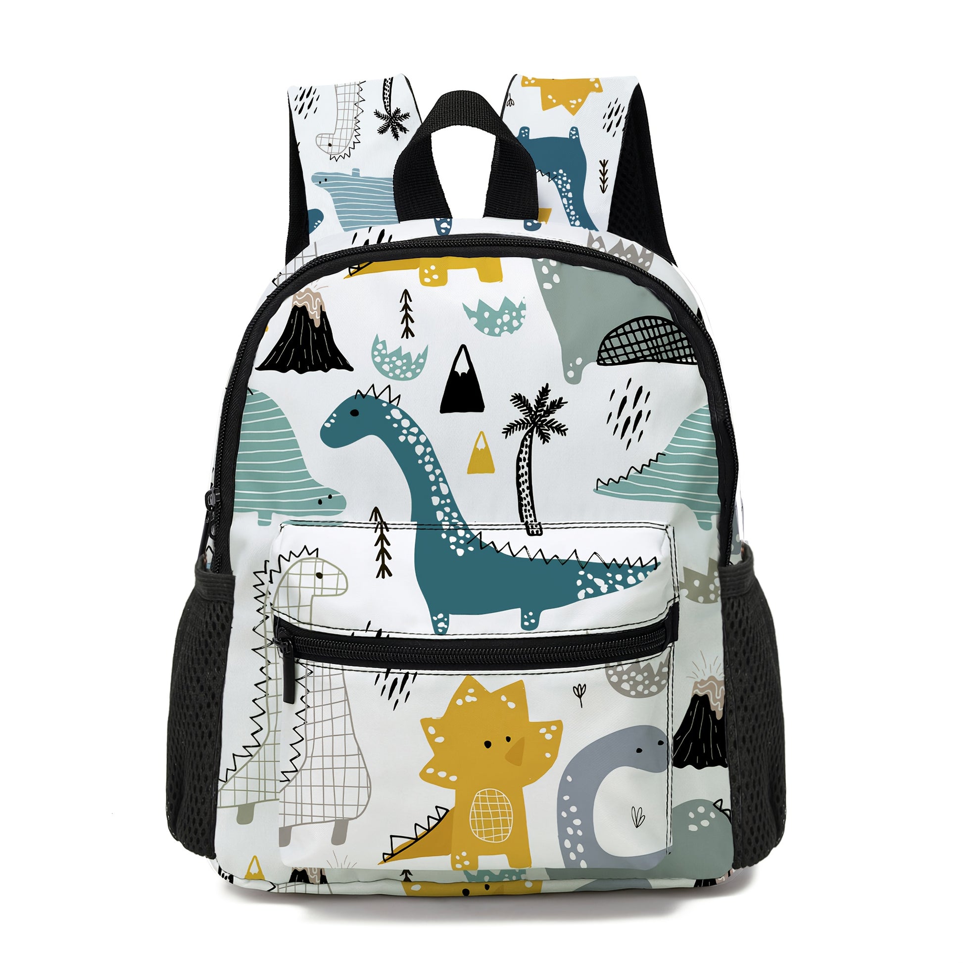 Mochila de dinossauro - Bolsa de poliéster colorida com alças ajustáveis, estampado divertido de dinossauro, leve e durável, perfeita para saídas