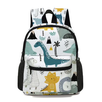 Mochila de dinossauro - Bolsa de poliéster colorida com alças ajustáveis, estampado divertido de dinossauro, leve e durável, perfeita para saídas