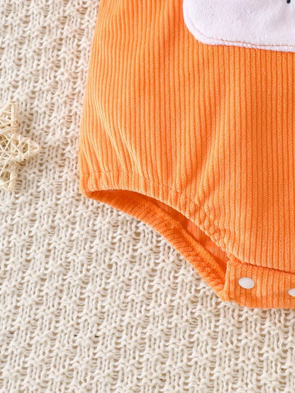 Macacão de Cordão com Alças Tridimensional de Raposa, um Versátil e Adorável Onesie para Bebés Adequado para Todas as Estações, para Exterior