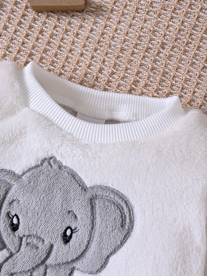 Conjunto de Moletom com Estampa Elefante 2 peças - Malha Macia para Calor no Inverno, Suéter Confortável Gola Redonda e Kalça Jogger Elástica na Cintura, Ótimos Recortes em Forma ele Fofinho & Coraçãoção Roupão Casual até 12 Meses, 12 meses. (Lavagem à Mã) Presente Ideal Para Chuveiro Texturizado Canelado Extra Quente Camiseta De Longo Comprimento E Bermuda A Condizer Tecido Nao-Elastic Design Divertirdo Do Pequeno Animal Perfeito Pro Outono/Inte Verde