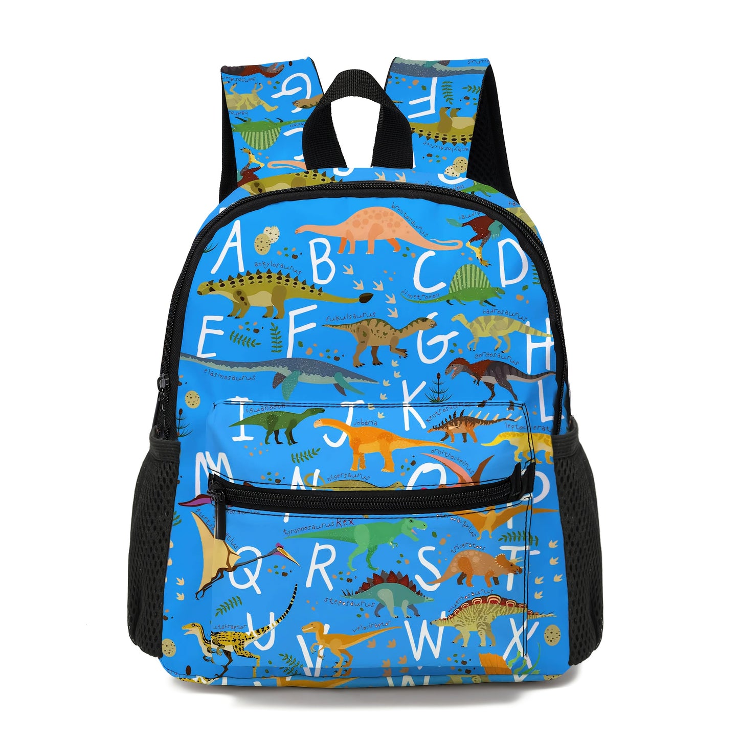 Mochila de dinossauro - Bolsa de poliéster colorida com alças ajustáveis, estampado divertido de dinossauro, leve e durável, perfeita para saídas