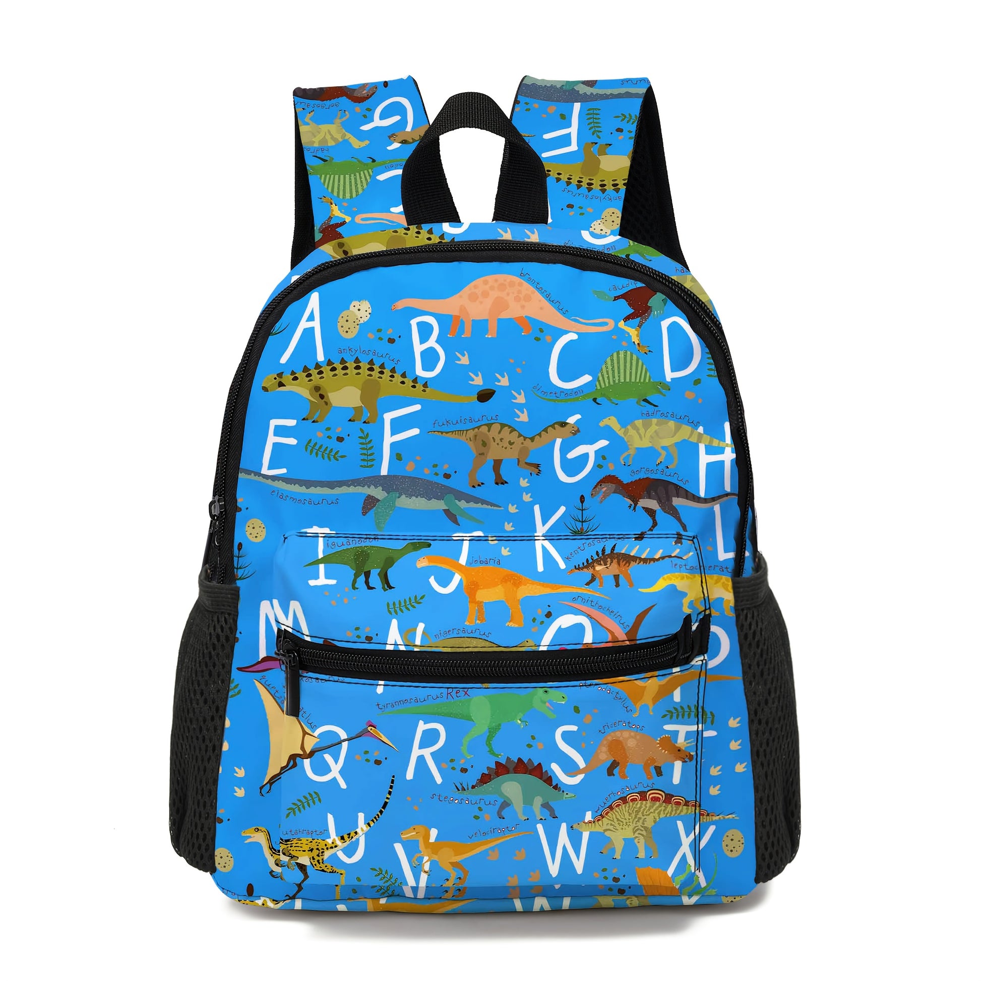 Mochila de dinossauro - Bolsa de poliéster colorida com alças ajustáveis, estampado divertido de dinossauro, leve e durável, perfeita para saídas