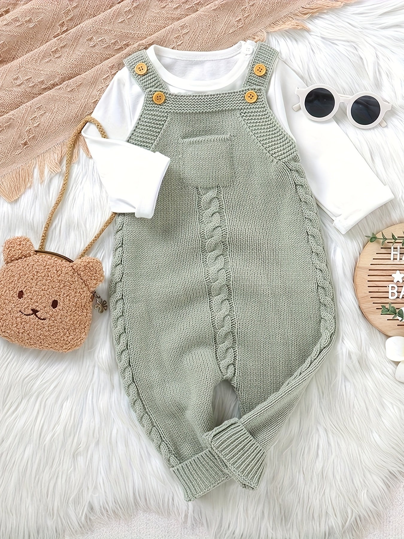 Macacão de tricô de cor sólida para bebê, para meninos bebês e crianças pequenas, para outono e inverno