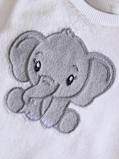 Conjunto de Moletom com Estampa Elefante 2 peças - Malha Macia para Calor no Inverno, Suéter Confortável Gola Redonda e Kalça Jogger Elástica na Cintura, Ótimos Recortes em Forma ele Fofinho & Coraçãoção Roupão Casual até 12 Meses, 12 meses. (Lavagem à Mã) Presente Ideal Para Chuveiro Texturizado Canelado Extra Quente Camiseta De Longo Comprimento E Bermuda A Condizer Tecido Nao-Elastic Design Divertirdo Do Pequeno Animal Perfeito Pro Outono/Inte Verde