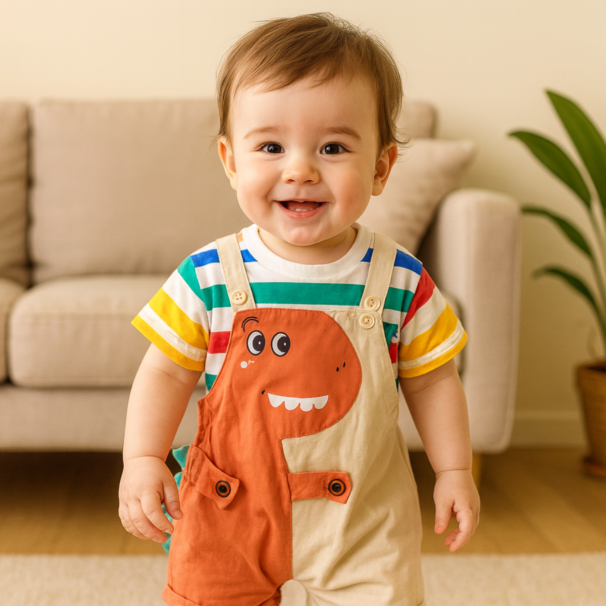 Descubra o Conjunto Infantil Listrado com Dinossauro da Toosly, perfeito para conforto e estilo. Ideal para crianças de 3 meses a 5 anos.